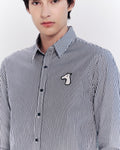 POPLIN SLIM SHIRT WITH LOGO EMBROIDERED