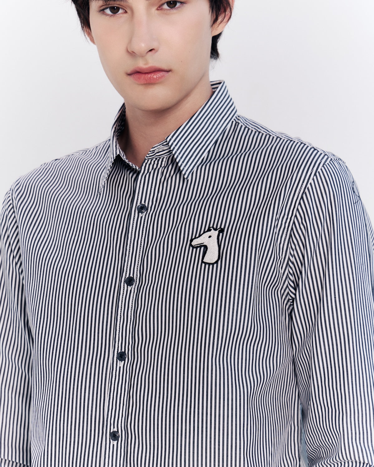 POPLIN SLIM SHIRT WITH LOGO EMBROIDERED