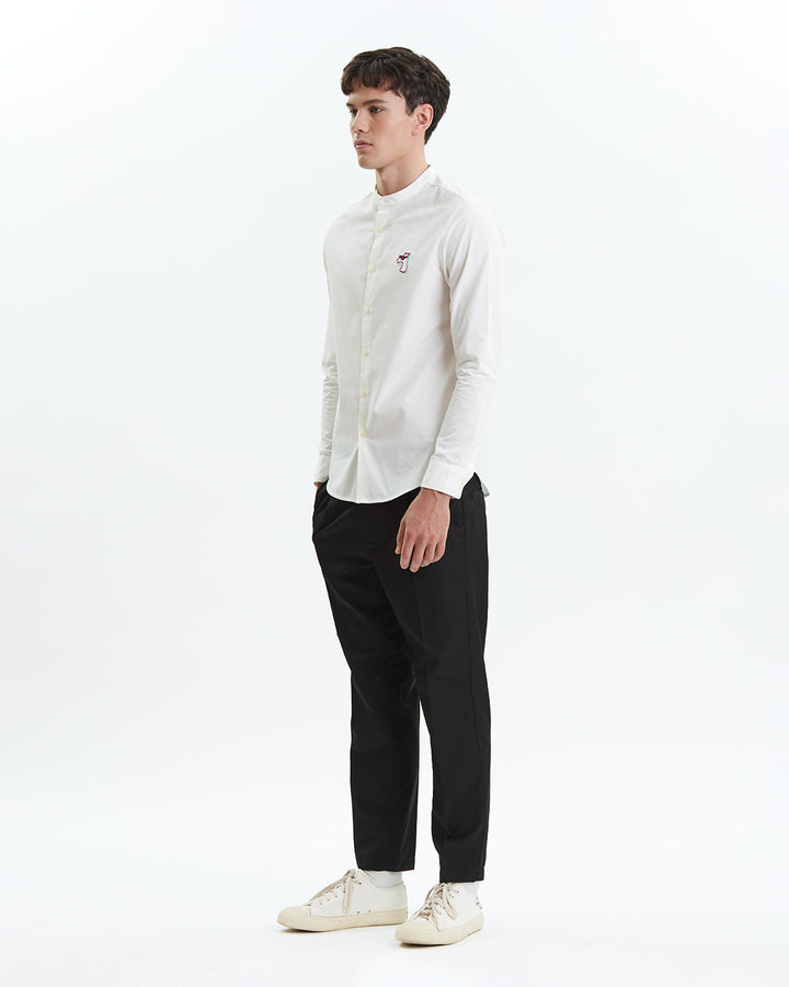 STAND COLLAR  SHIRT WITH LOGO EMBROIDERED