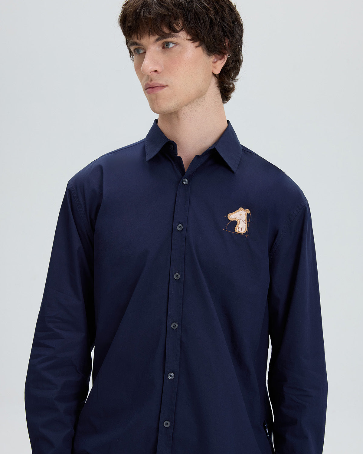 POPLIN REGULAR SHIRT WITH LOGO EMBROIDERED