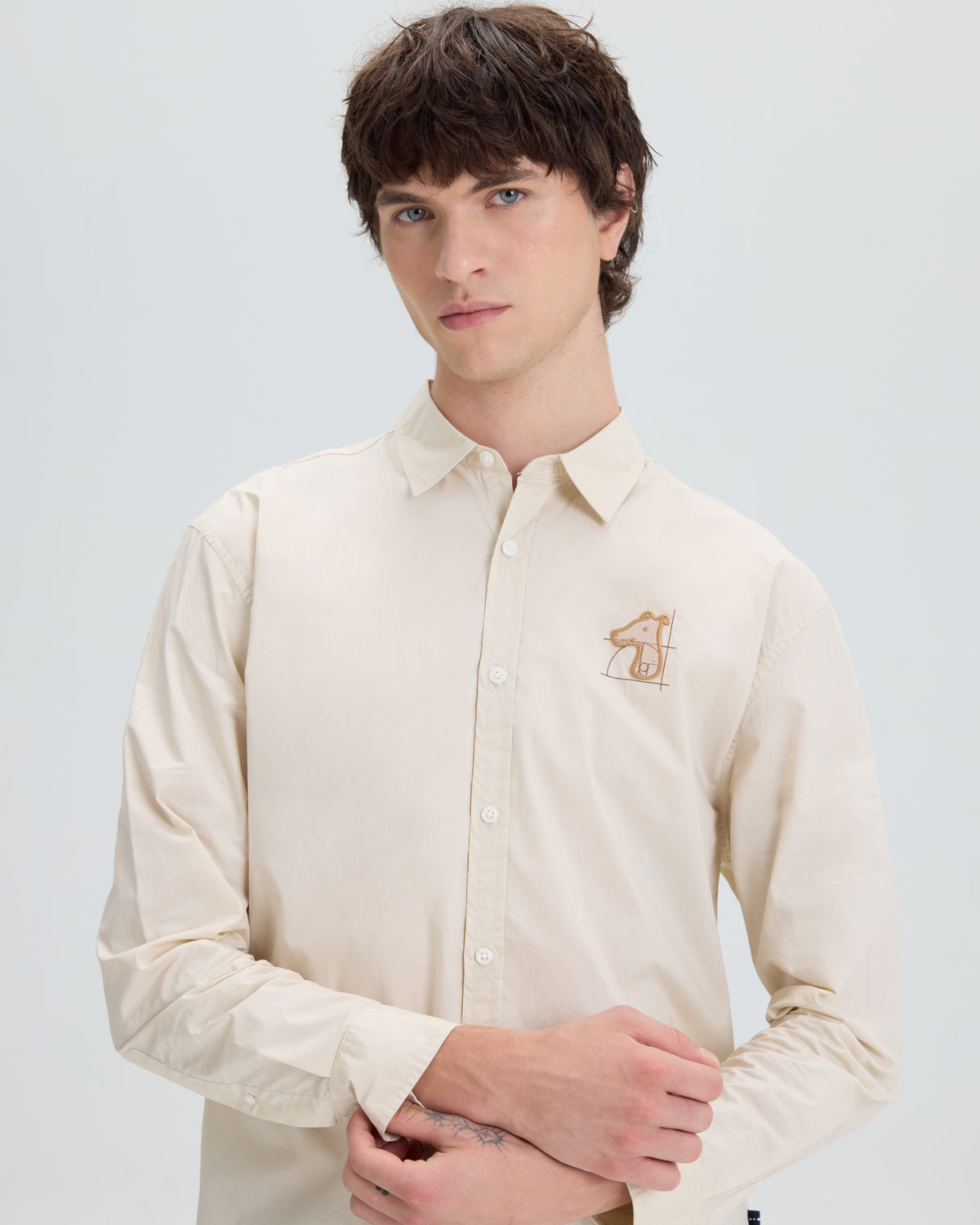 SPECIAL COTTON REGULAR SHIRT WITH LOGO EMBROIDERED