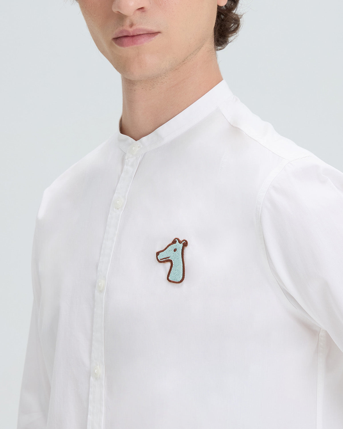 POPLIN SLIM SHIRT WITH LOGO EMBROIDERED