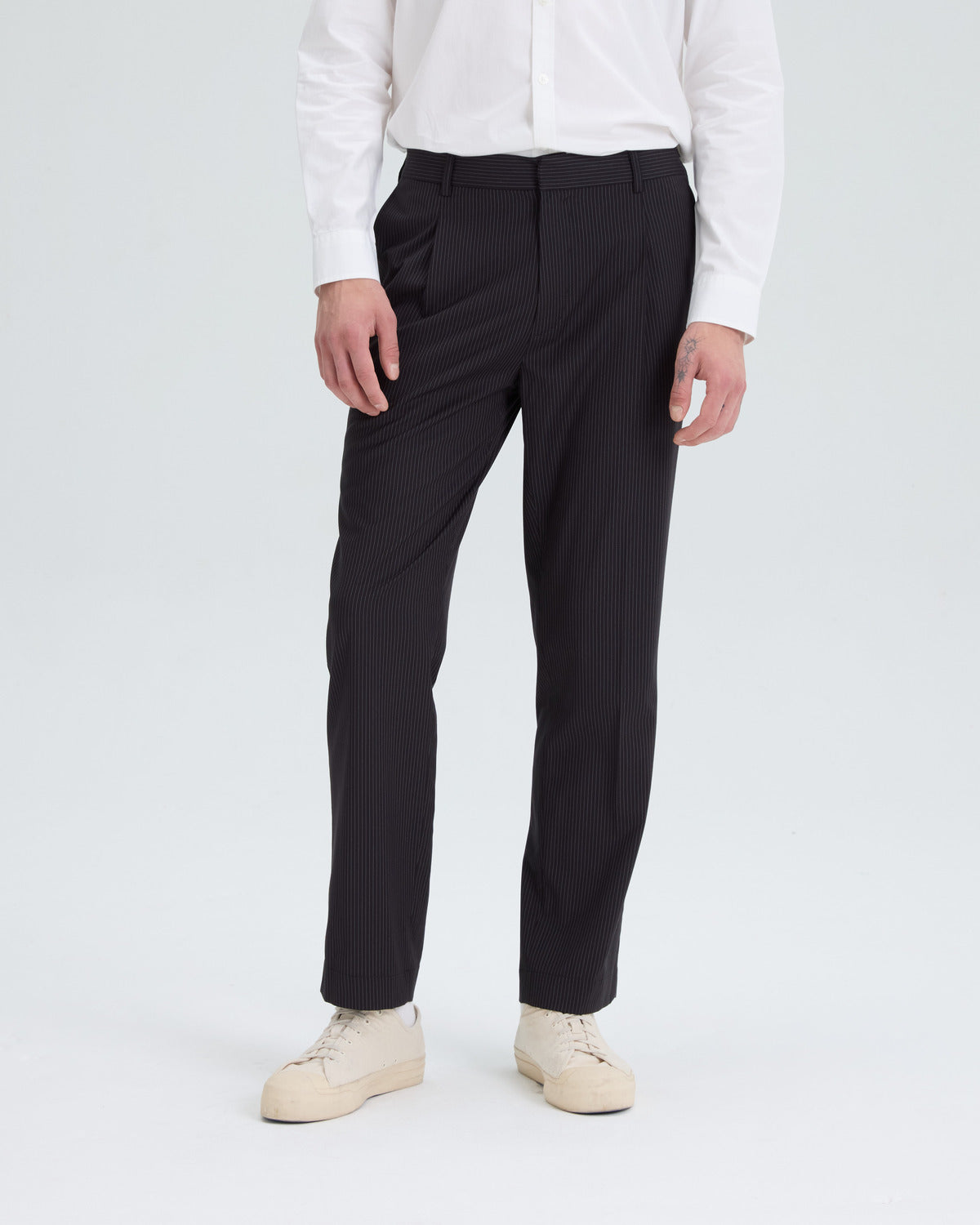 STRAIGHT-LEG POLYESTER BLEND PANTS