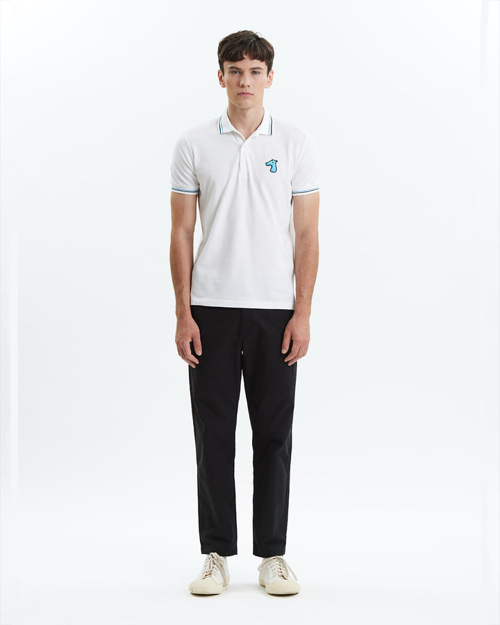 STRIPE COLLAR POLO SHIRT WITH LOGO EMBROIDERED
