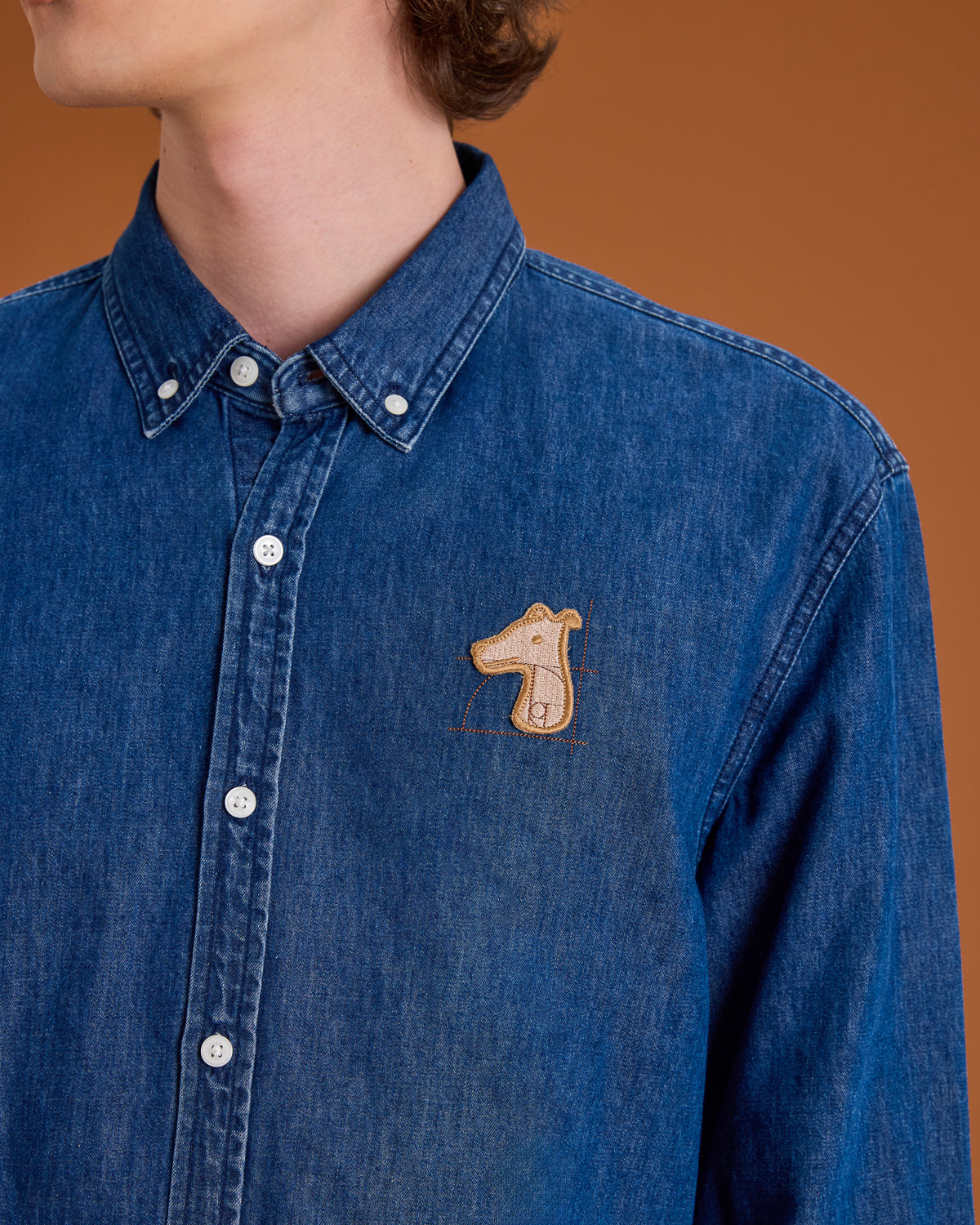 DENIM SHIRT WITH LOGO EMBROIDERED