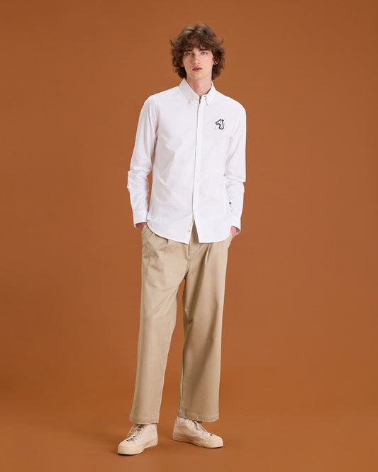 OXFORD SLIM SHIRT WITH LOGO EMBROIDERED