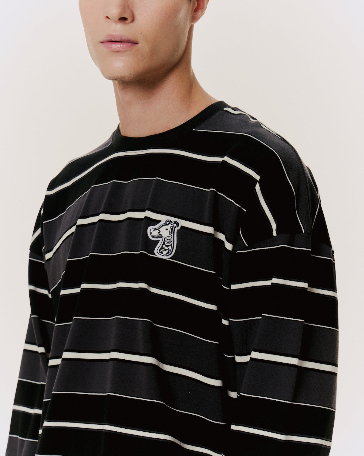 LONG SLEEVE STRIPED T-SHIRT WITH  LOGO EMBROIDERED