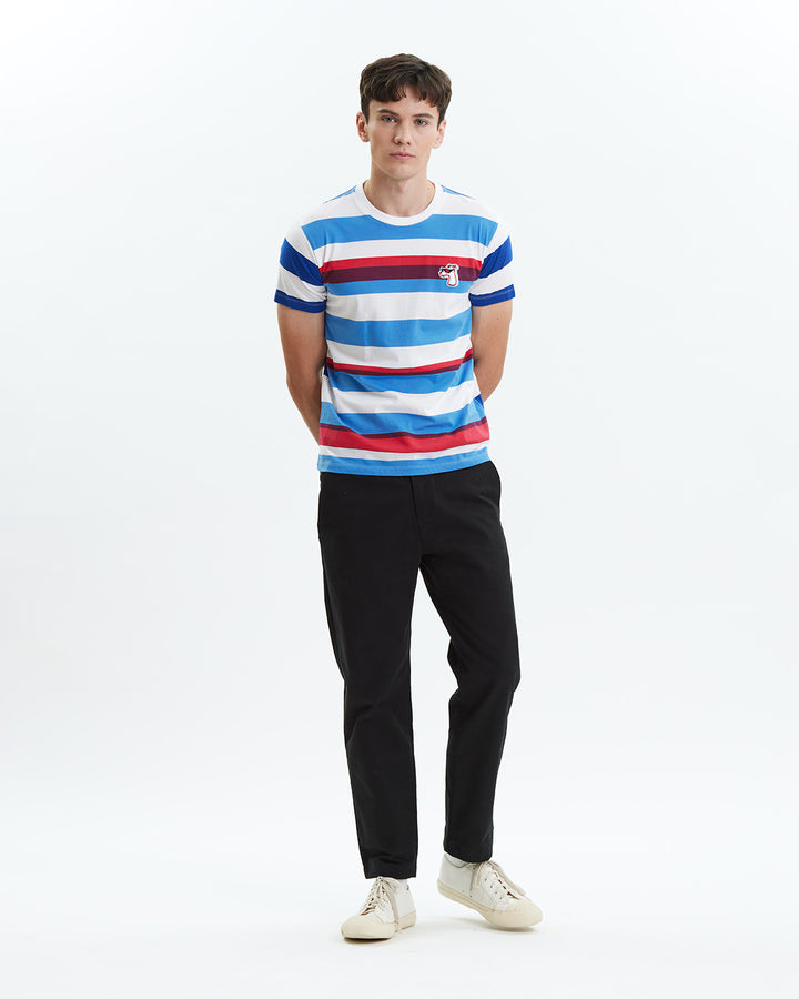 CLASSIC FIT 3D STRIPED T-SHIRT WITH LOGO EMBROIDERED