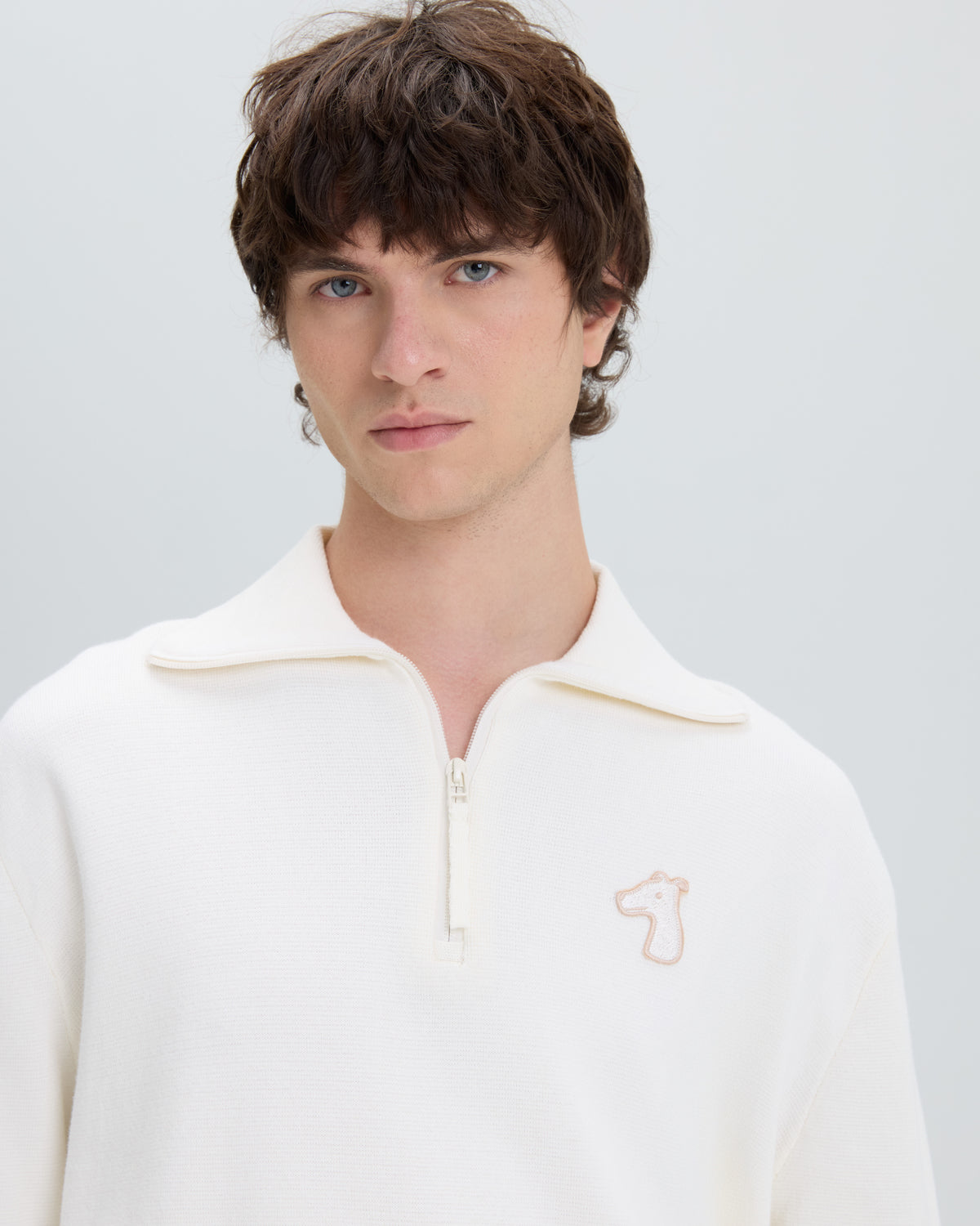 ZIP SWEATER WITH LOGO EMBROIDERED