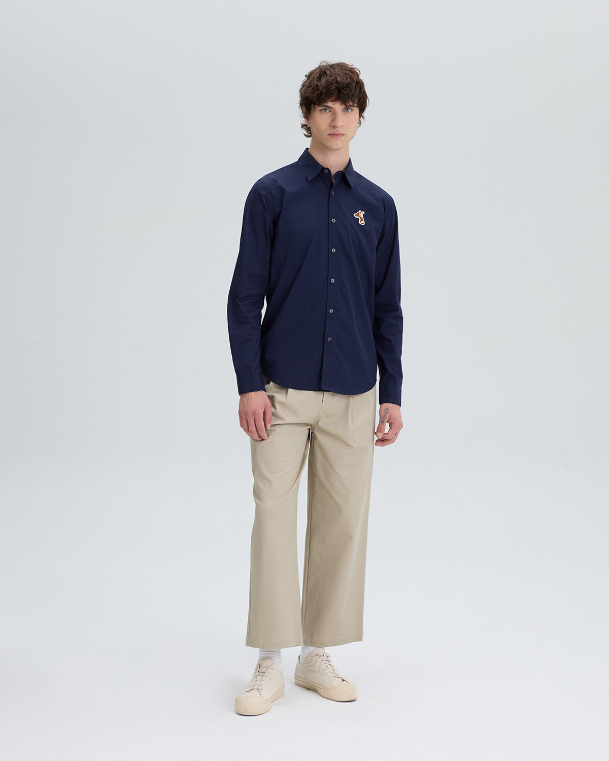 POPLIN SLIM SHIRT WITH LOGO EMBROIDERED