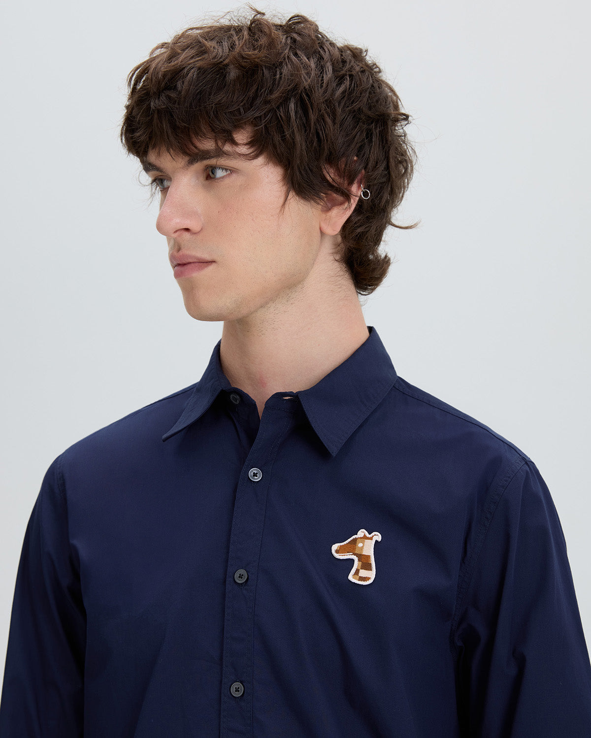 POPLIN SLIM SHIRT WITH LOGO EMBROIDERED