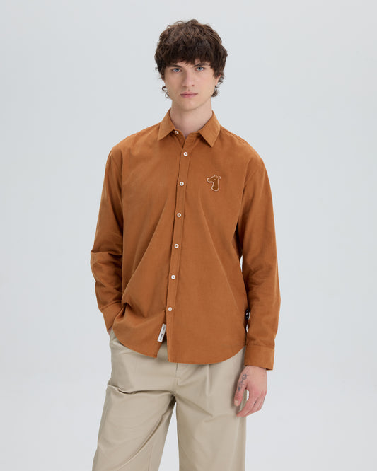 CORDUROY SHIRT WITH LOGO EMBROIDERED