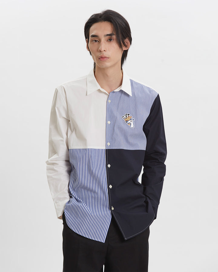 ' 'HOUND TOGETHER' COLOR-BLOCK  OVERSIZED SHIRT WITH LOGO EMBROIDERED