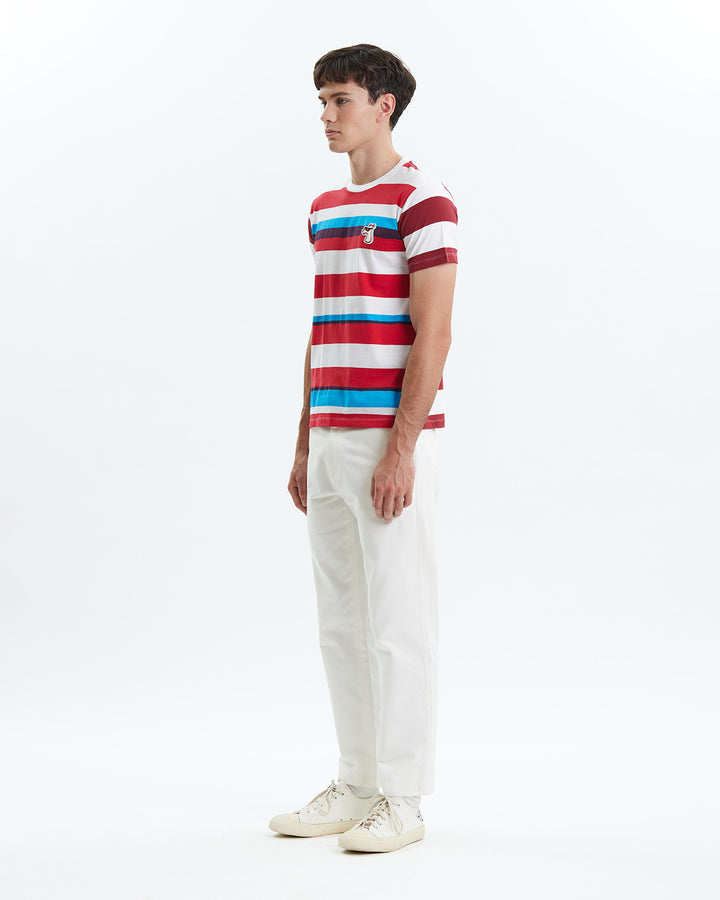 CLASSIC FIT 3D STRIPED T-SHIRT WITH LOGO EMBROIDERED