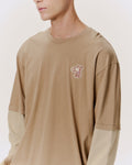 DOUBLE LAYERED LONG-SLEEVE T-SHIRT WITH LOGO EMBROIDERED