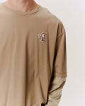 DOUBLE LAYERED LONG-SLEEVE T-SHIRT WITH LOGO EMBROIDERED