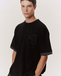 DOUBLE LAYERED T-SHIRT WITH LOGO EMBROIDERED