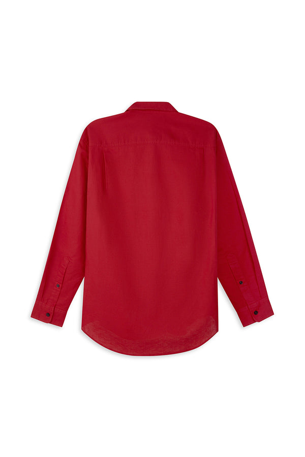 COTTON-LINEN REGULAR SHIRT WITH LOGO EMBROIDERED