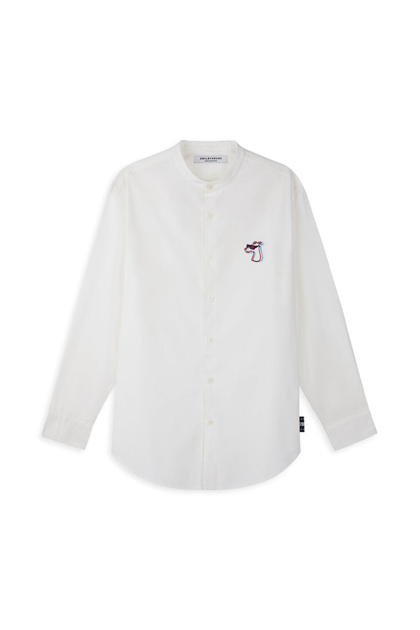 STAND COLLAR  SHIRT WITH LOGO EMBROIDERED