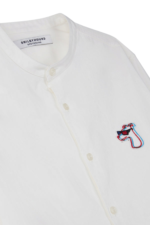 STAND COLLAR  SHIRT WITH LOGO EMBROIDERED
