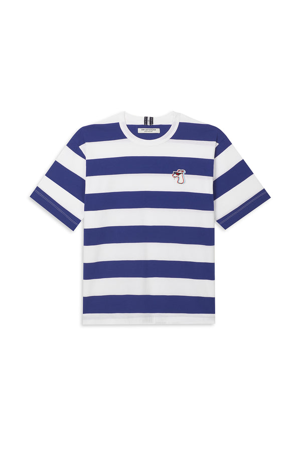 BOXY FIT STRIPED T-SHIRT WITH LOGO EMBROIDERED