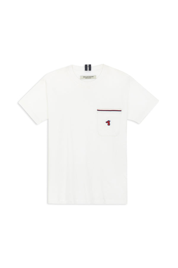 เสื้อยืดทรงพอดีตัวแบบคลาสสิกพร้อมปักโลโก้