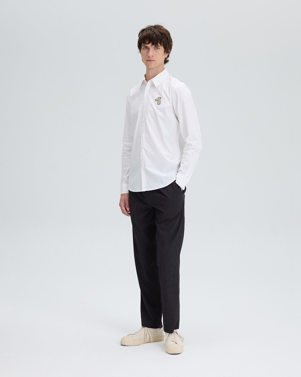 POPLIN SLIM SHIRT WITH LOGO EMBROIDERED