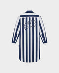 SUMMER STRIPE SHIRT DRESS WITH LOGO EMBROIDERED