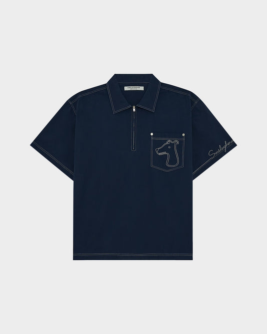 CONTRAST STITCH HALF- SHIRT