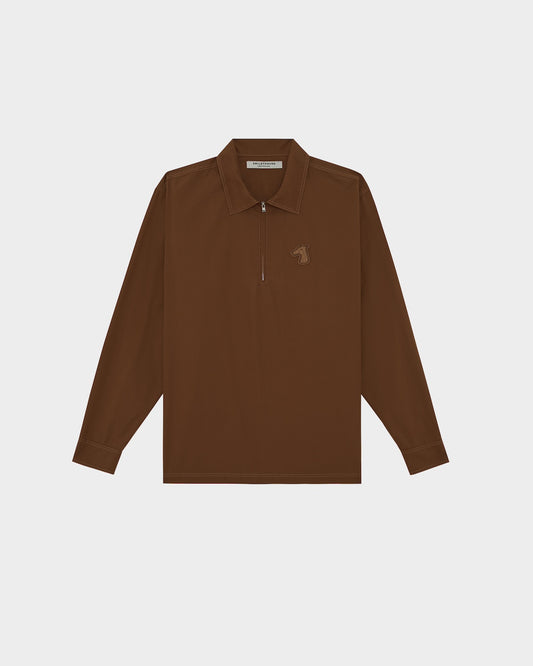 HALF ZIP SHIRT WITH LOGO EMBROIDERED