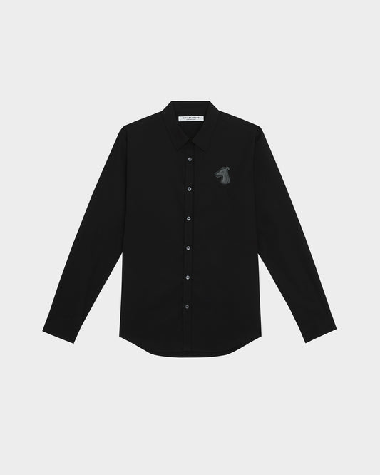 TENCEL SHIRT WITH LEATHER LOGO
