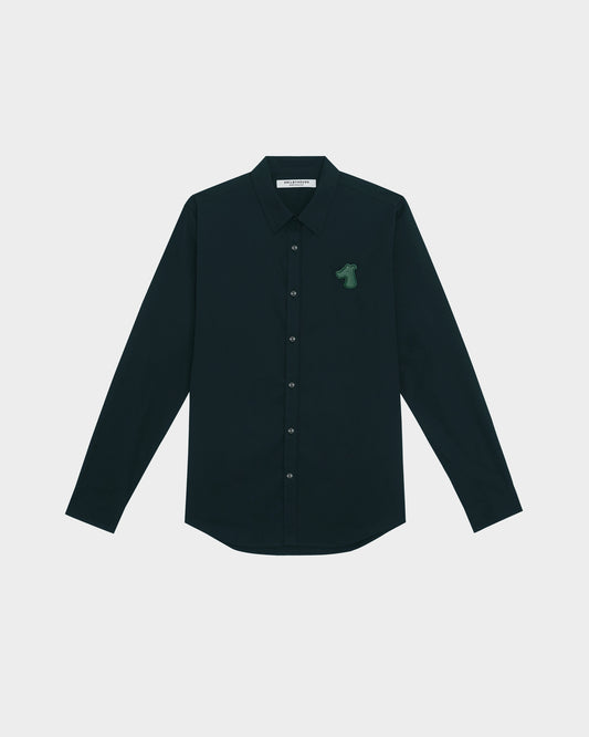 TENCEL SHIRT WITH LEATHER LOGO