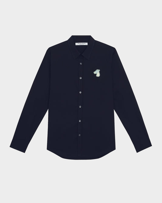 POPLIN SLIM SHIRT WITH LOGO EMBROIDERED
