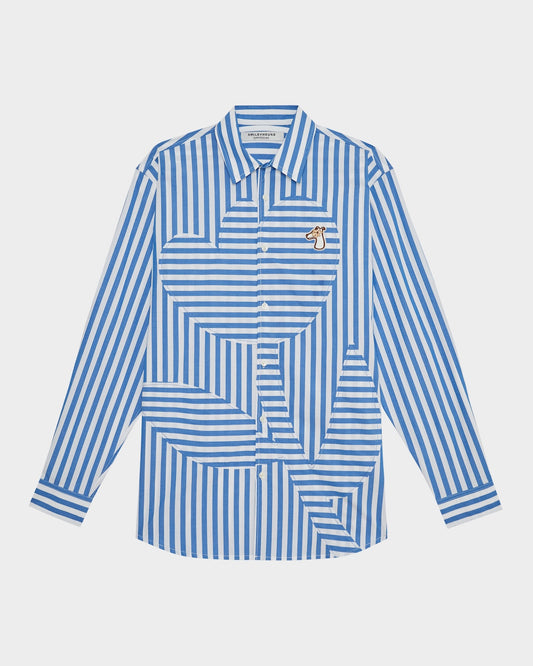 FLOWER PATCH STRIPED POPLIN SHIRT