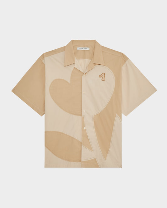 FLOWER PATCH OPEN-COLLAR SHIRT