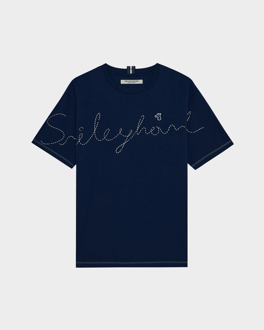 SMILEYHOUND EMBROIDERED LOGO CONTRAST STITCH T-SHIRT
