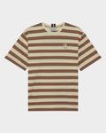 STRIPED BOXY FIT T-SHIRT WITH LOGO EMBROIDERED