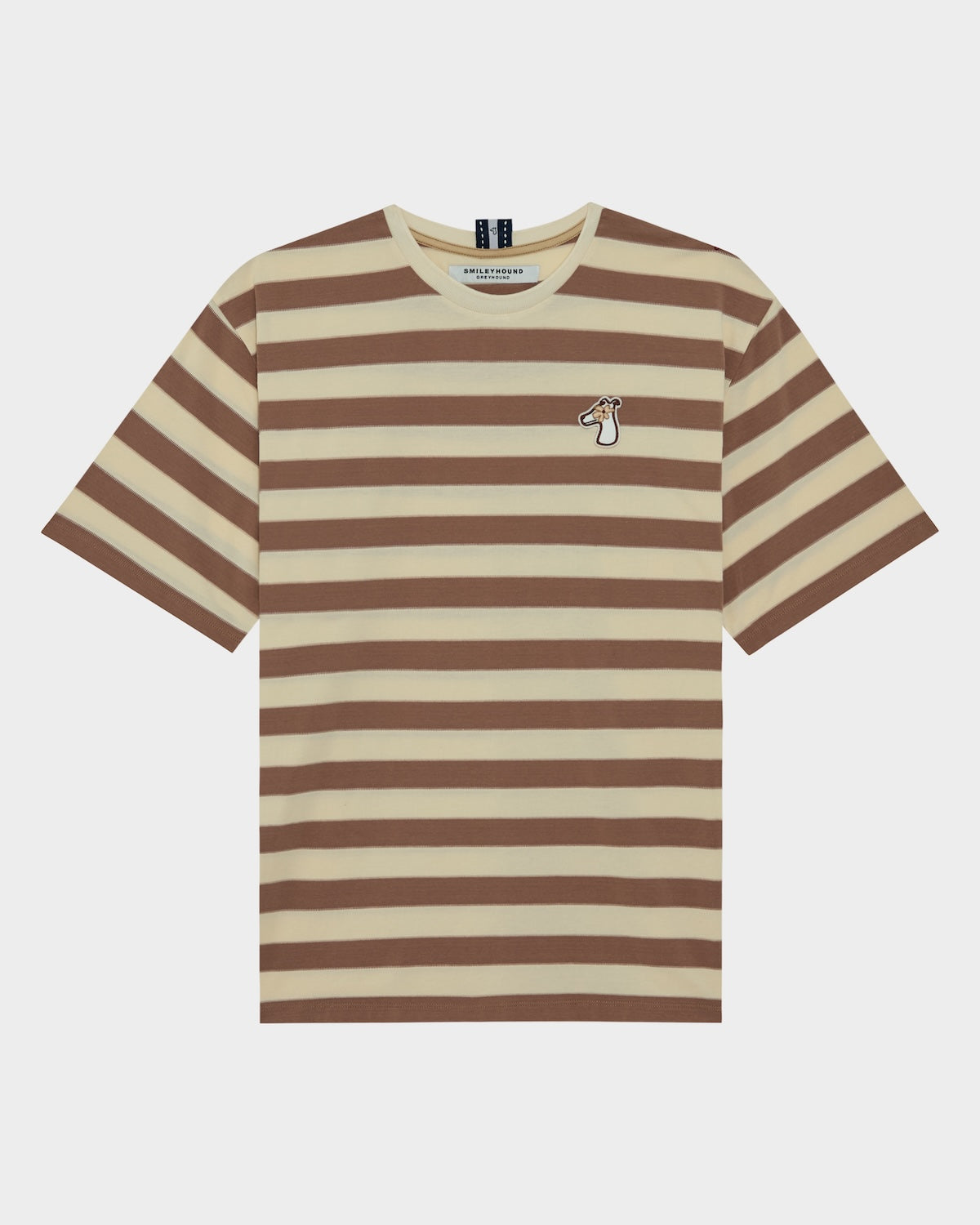 STRIPED BOXY FIT T-SHIRT WITH LOGO EMBROIDERED