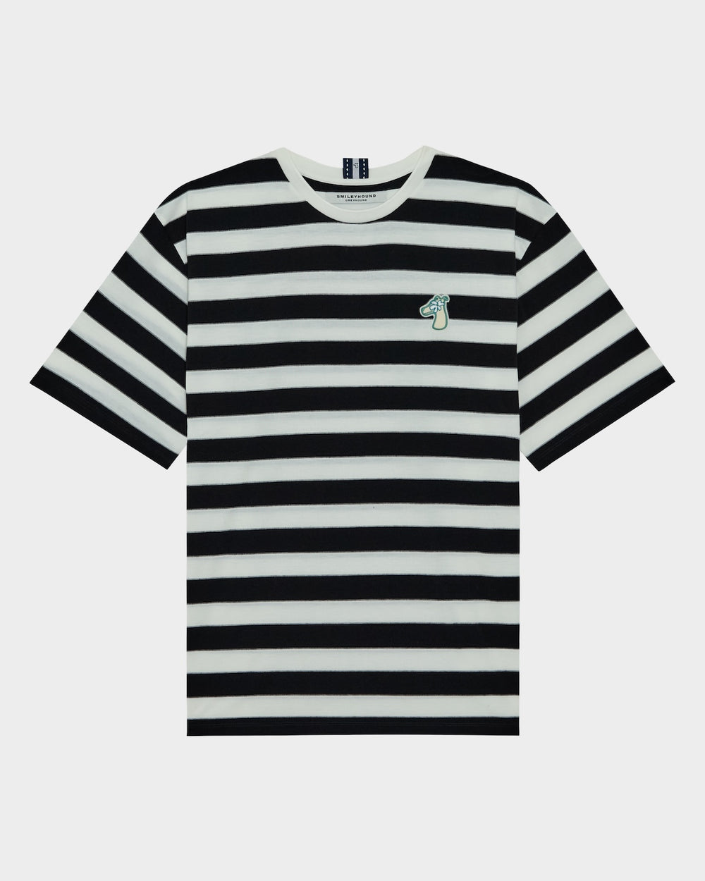 STRIPED BOXY FIT T-SHIRT WITH LOGO EMBROIDERED