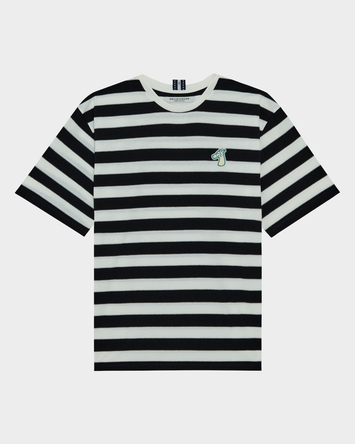 STRIPED BOXY FIT T-SHIRT WITH LOGO EMBROIDERED