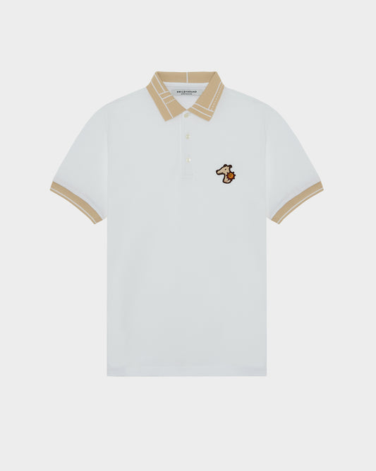 CONTRAST COLLAR POLO SHIRT WITH LOGO EMBROIDERED