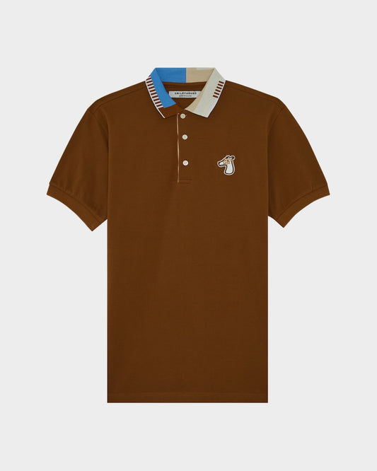 CONTRAST COLLAR POLO SHIRT WITH LOGO EMBROIDERED