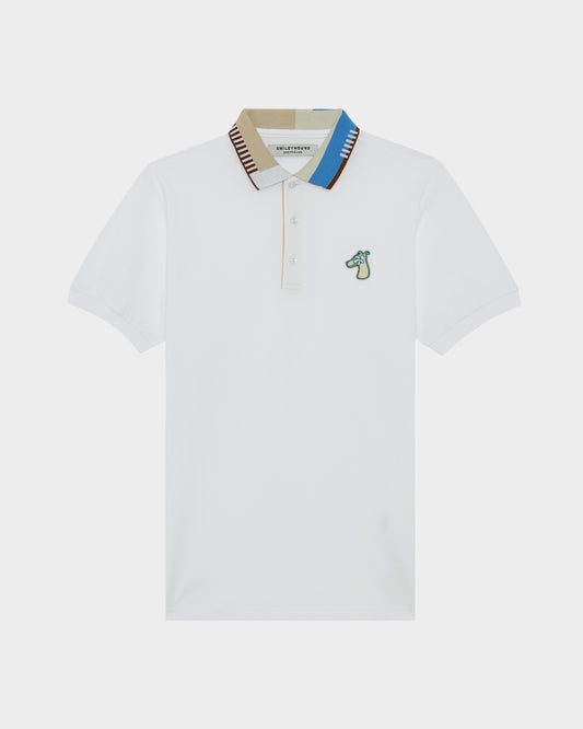 CONTRAST COLLAR POLO SHIRT WITH LOGO EMBROIDERED