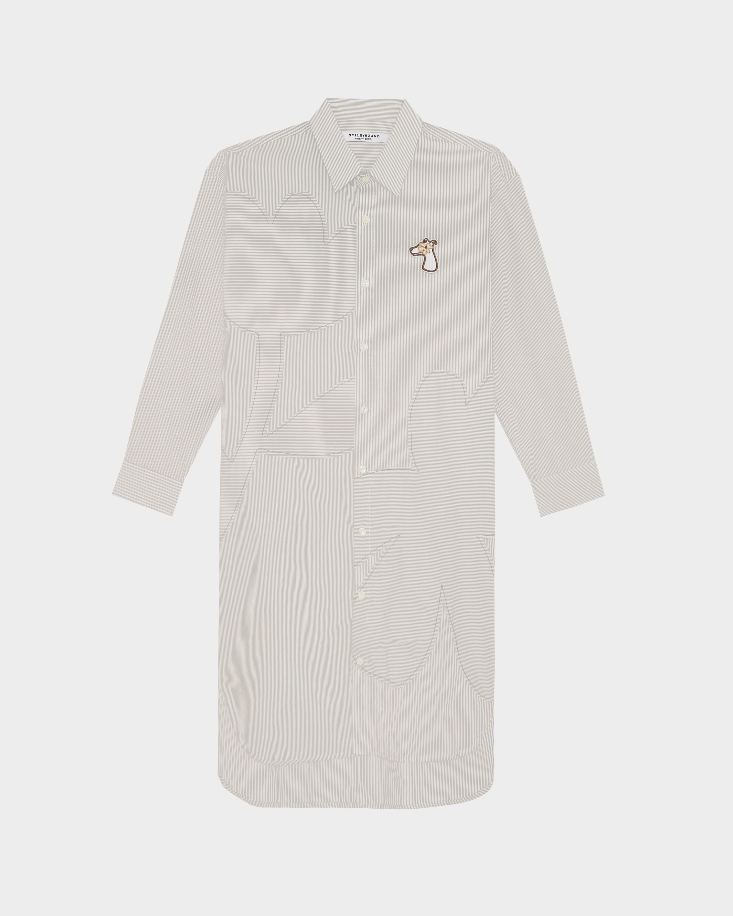 FLOWER PATCH STRIPED POPLIN SHIRT DRESS