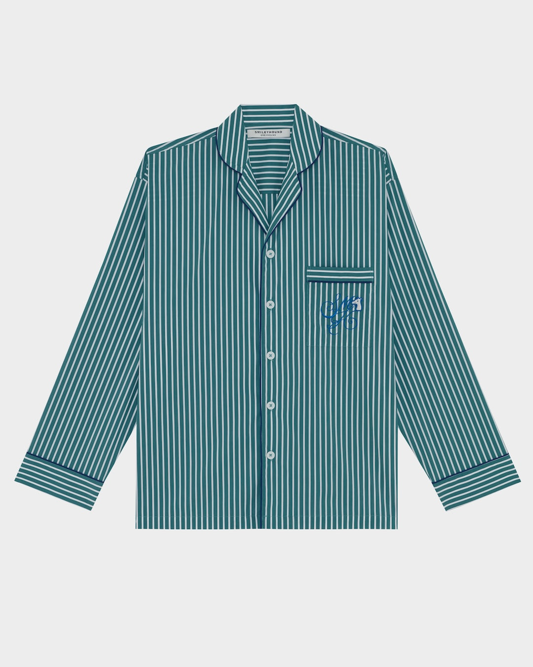 SMILEYHOUND PAJAMA-STRIPE PIPED LOUNGE SHIRT