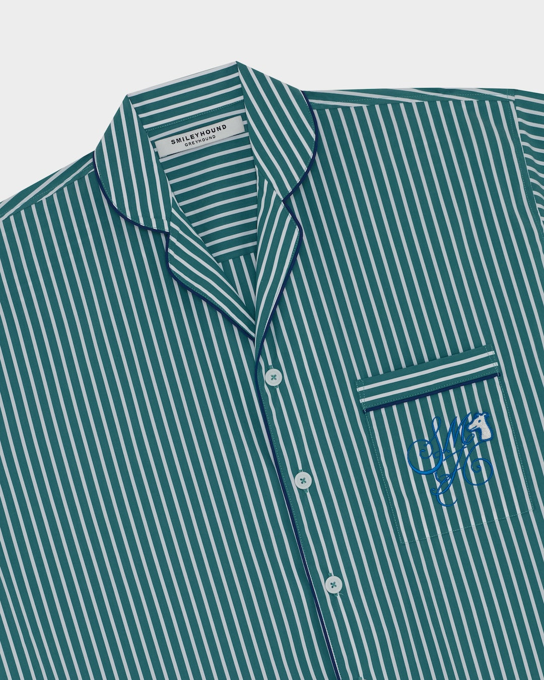 SMILEYHOUND PAJAMA-STRIPE PIPED LOUNGE SHIRT