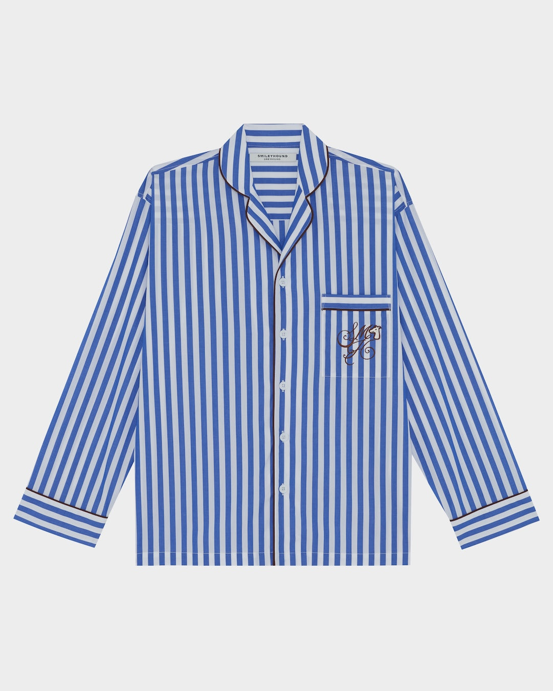 SMILEYHOUND PAJAMA-STRIPE PIPED LOUNGE SHIRT