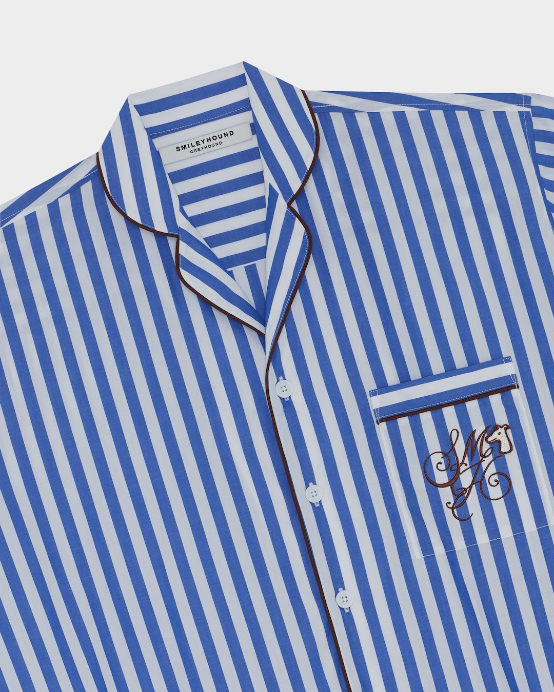 SMILEYHOUND PAJAMA-STRIPE PIPED LOUNGE SHIRT