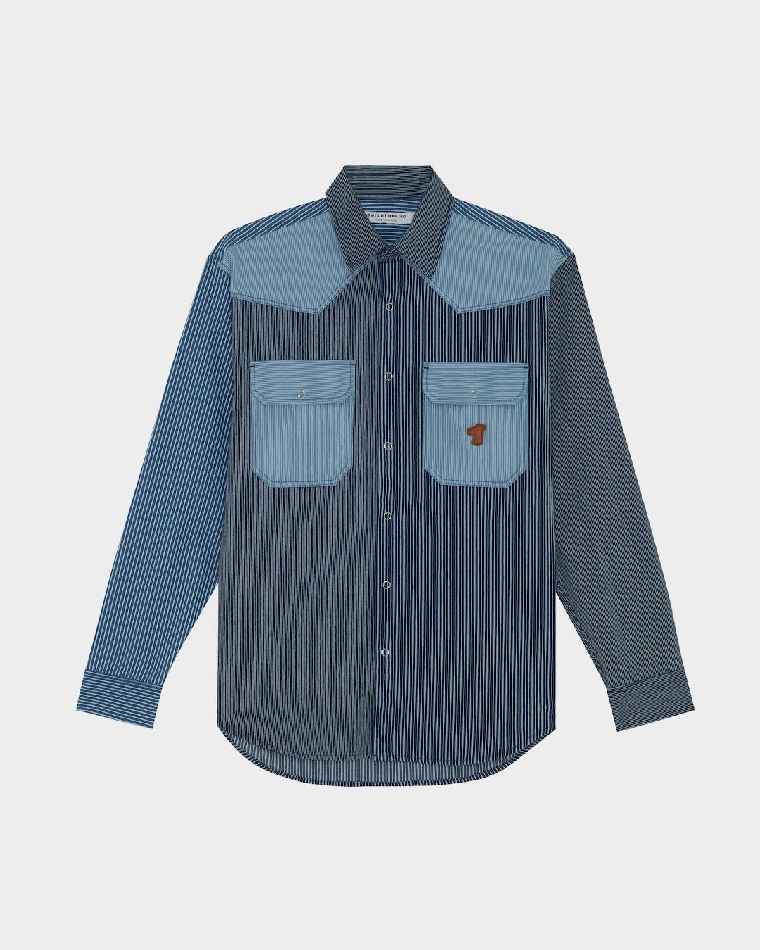 SMILEYHOUND GOODGATHER HICKORY MIX STRIPE WESTERN SHIRT
