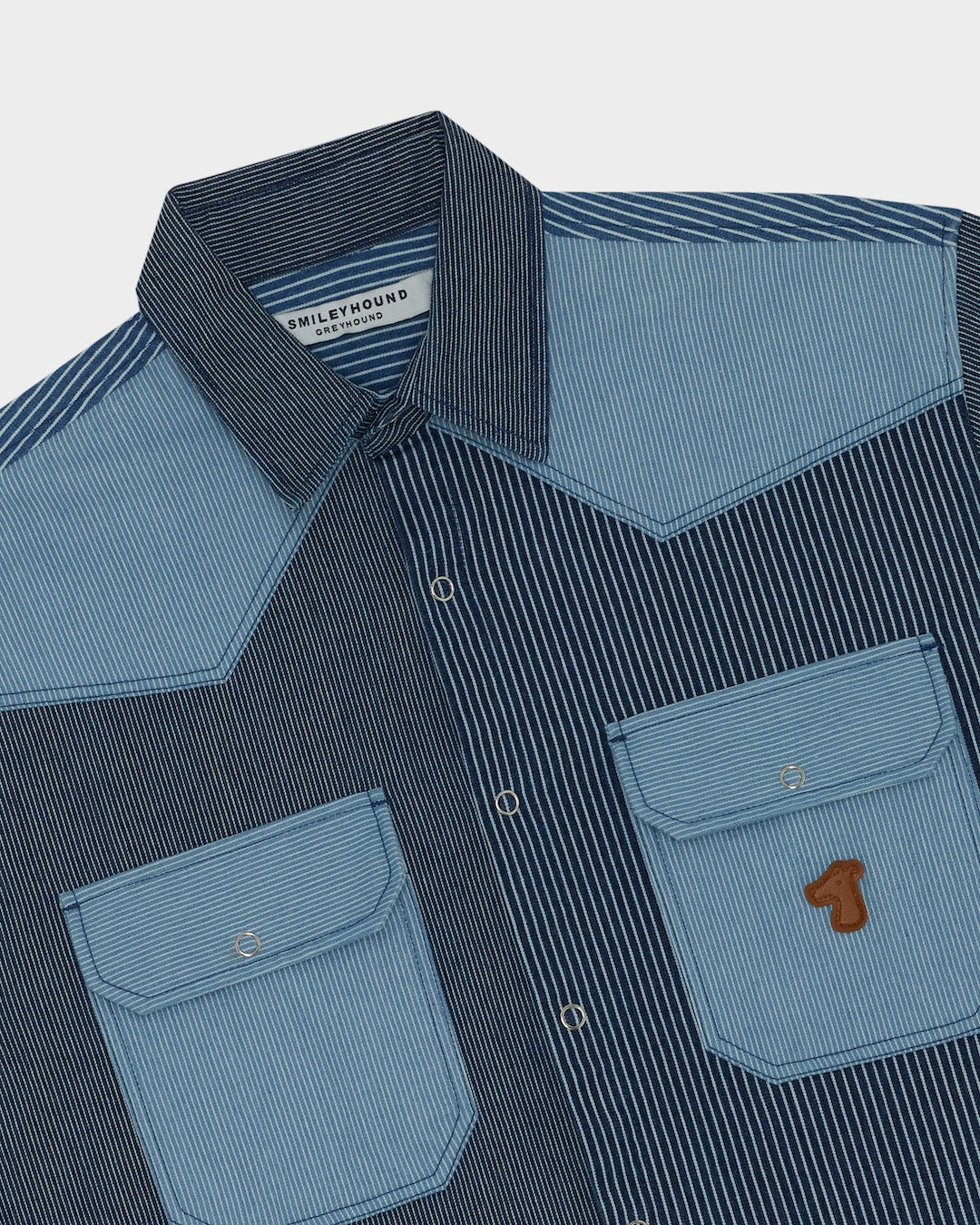SMILEYHOUND GOODGATHER HICKORY MIX STRIPE WESTERN SHIRT
